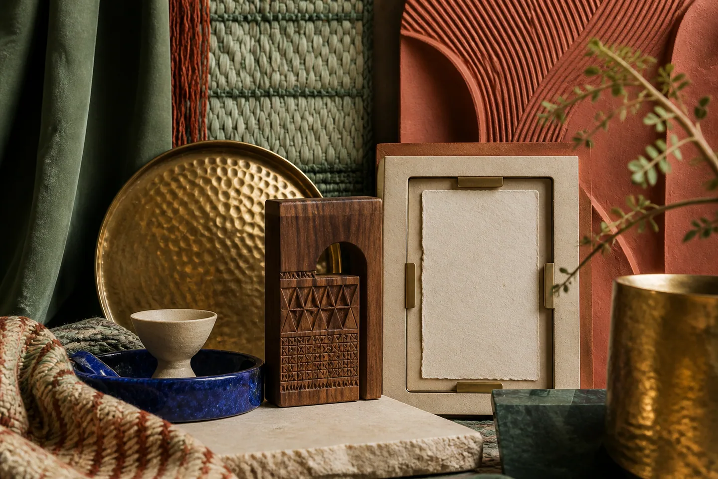Composition éditoriale autour des matières et savoir-faire artisanaux algériens