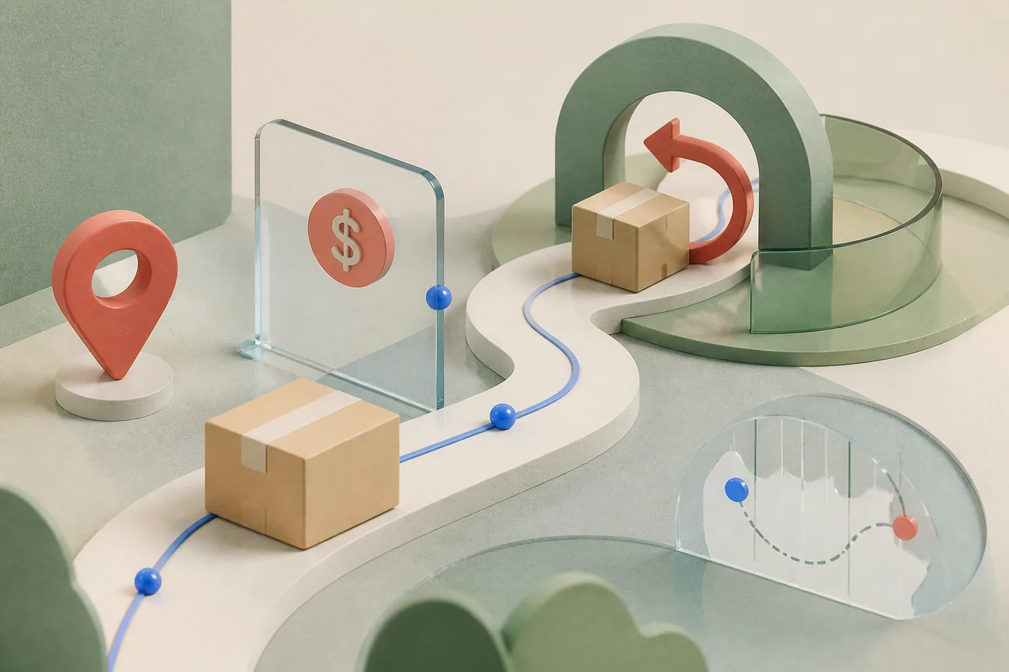 Illustration du parcours de livraison, des frais et des retours