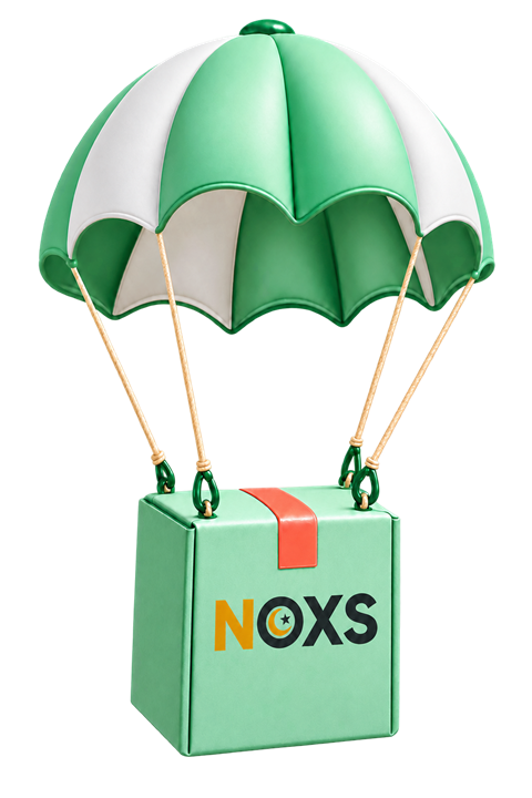 Colis NOXS Club parachuté avec le logo NOXS