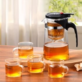 Ensemble Théière 750ml & Tasses en Verre -5 Pièces-