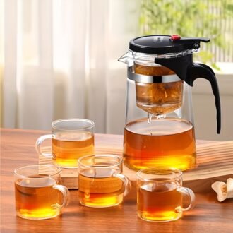 Ensemble Théière 750ml & Tasses en Verre -5 Pièces-